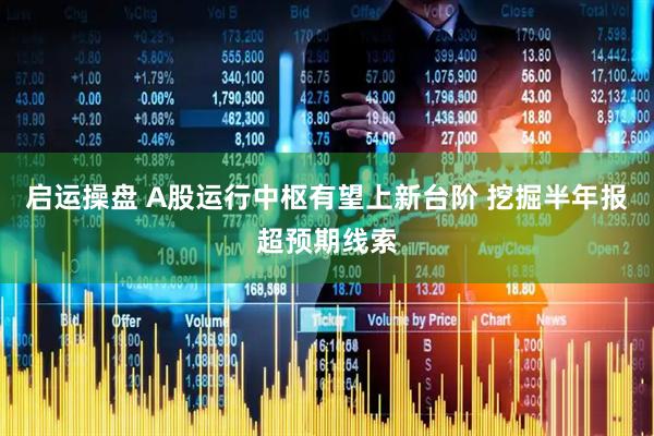 启运操盘 A股运行中枢有望上新台阶 挖掘半年报超预期线索